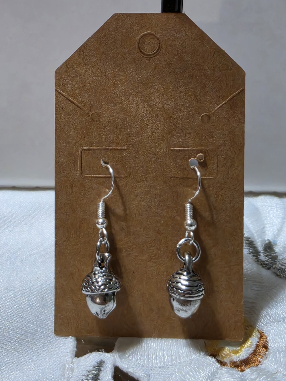 Silver Acorn Drop Earrings